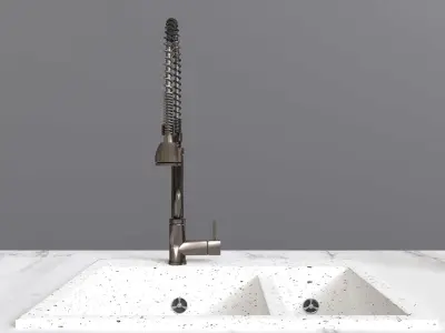 Kitchen faucet and sink 3D model