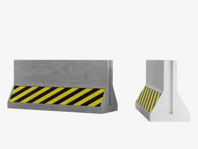 Concrete Barrier Low-poly 3D model 14