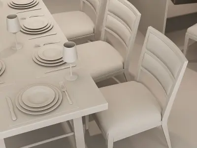 Restaurant dining room with chairs and wooden walls 3D model