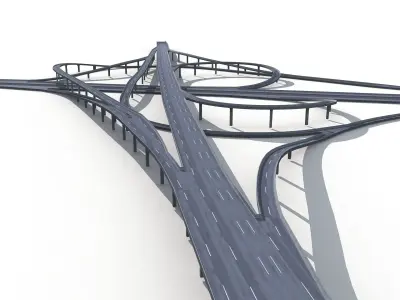 Highway Road Viaduct Flyover-13 3D model
