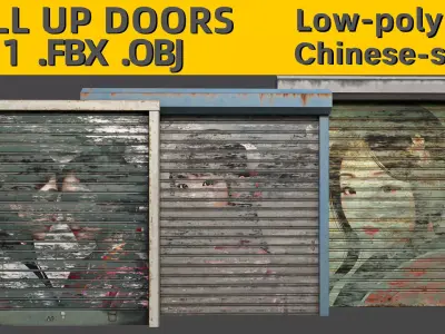 Roll up doors Chinese-style Low-poly Low-poly 3D model