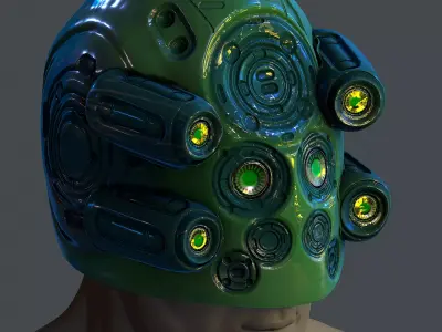 Gas mask helmet scifi Low-poly character art game space  Low-poly 3D model 2