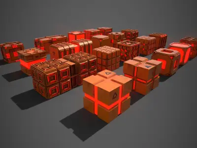 Sic-Fi Box Collection Plastic Low-poly 3D model