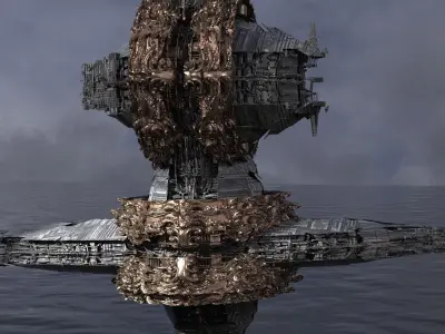 Ocean Cyberpunk Atlantis Deep city ring 2 designs 3D model