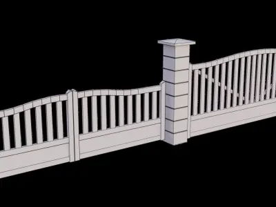 PBR Modular Fence Low Poly Fence 3D model Free low-poly 3D model