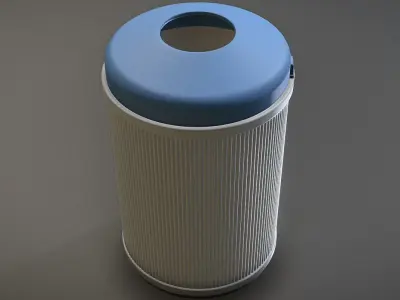 Blue and white plastic trash can - High and Low-Poly Version 3D Model Pack
