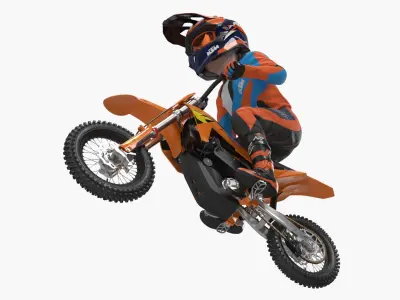  KTM Kids Dirt Bike Airborne Racing Pose 