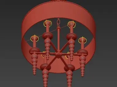 Wide Aged Brass 6 Light Pendant 3D model