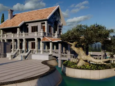 Classic Casa Scene-villa-modern house 3D model