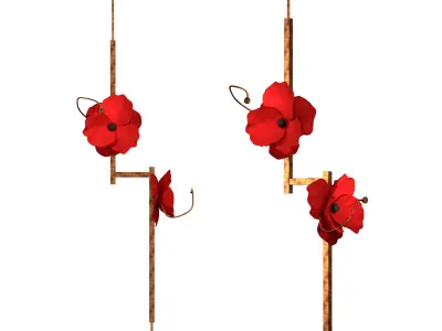 LURE POST WITH RED POPPIES 3D model
