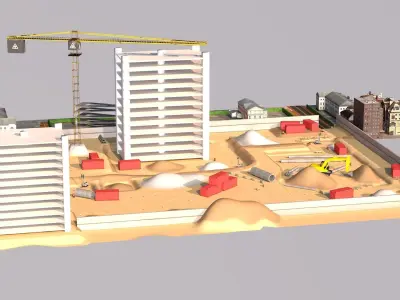 Construction site Low-poly 3D model