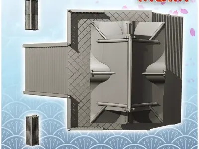 Large Asian temple with access stairs and low walls 12 - Asian A 3D print model