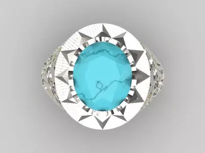Man ring royal design with turquoise model mr0232 3D print model