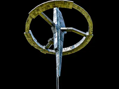 Dagger Spaceship Station sci fi Low-poly 3D model