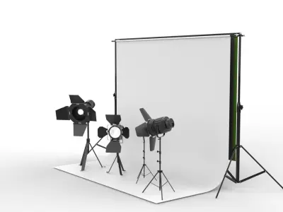 Studio Backdrop And Lights Kit Collection  3D model