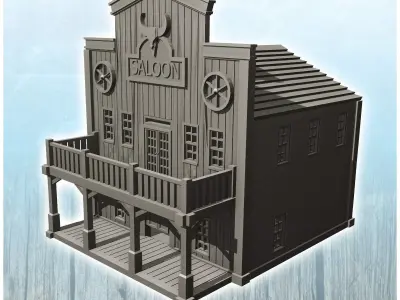 Western saloon with one floor 22 - Cowboy USA America ACW Americ 3D print model