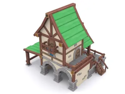 cartoon house Low-poly 3D model 10