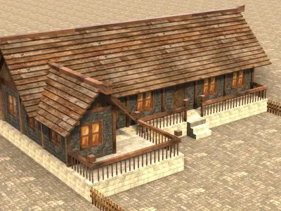 Low poly ancient village house Low-poly 3D model