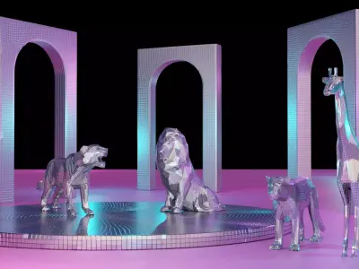 4 Disco animals figure  3D model