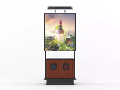 Outdoor Advertising Light Box with Trash Bin 3D model