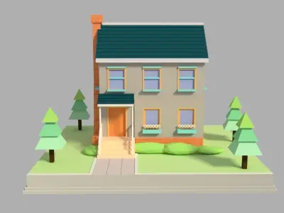 Low Poly Cartoon House  Low-poly 3D model purchase