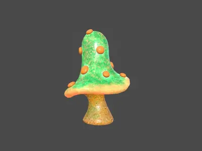 Fantasy Mushroom B09 Green Orange - Scene Backdrop Design Low-poly 3D model