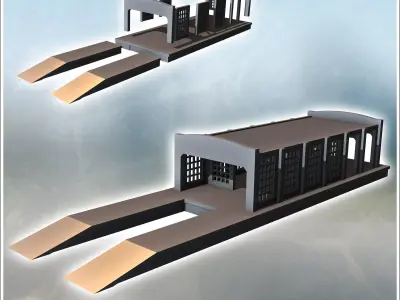 Storage hangar with large glass bay walls and loading docks 6 -  3D print model