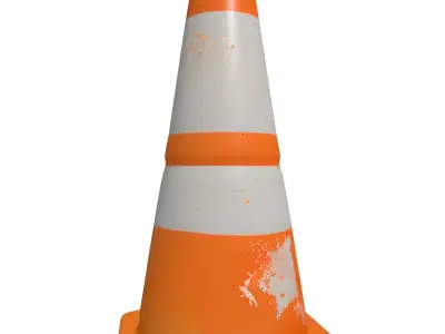 Weathered Traffic Safety Cone Low-poly 3D model