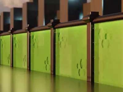 Sci Fi Modular Railing for City Walkways 3D model