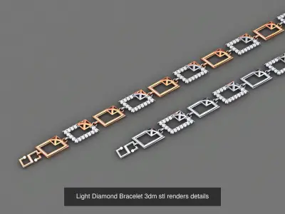 50 Light Diamond Bracelet 3dm stl renders details 3D Model Pack