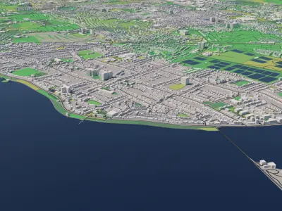 Dublin Ireland 25x25km 3D City Map 3D model