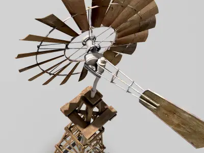 Windmill wooden Low-poly 3D model