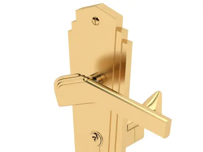 Art Deco Style Door Handle Brass 3D model