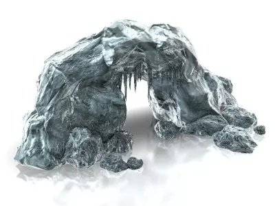 Ice cave entrance Low-poly 3D model