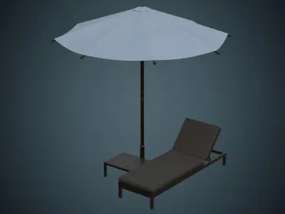Sun Lounger 2B Low-poly 3D model