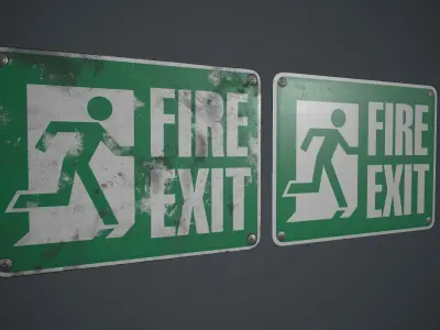 Plastic Exit Sign PBR Game Ready Low-poly 3D model