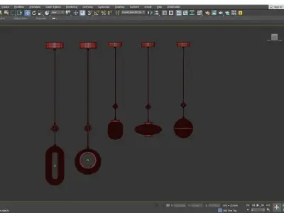 LUARA group of brass and glass pendant lights Low-poly 3D model