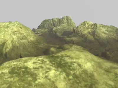 Mossy Rock Terrain Low-poly 3D model