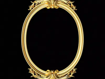 mirror gold ornate frame 3D model 5