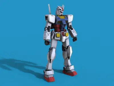 Gundam RX-78 Low-poly 3D model