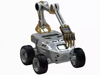Sci-Fi Robot Rover with Claw Arm Low-poly 3D model