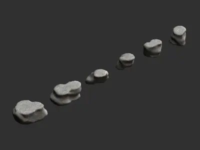 Short Flat Rocks - White 1 Low-poly 3D model