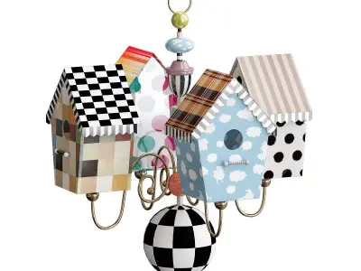 Mackenzie two birdhouses hanging from chain 3D model