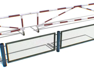 Military Security Gate Fence with Barrier Stop Low-poly 3D model
