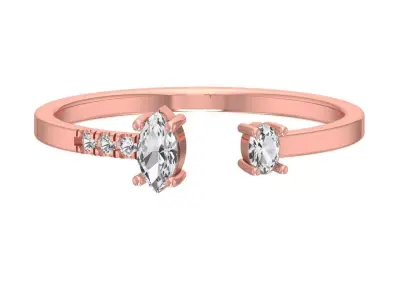 Solitaire Women Light Weight Marquise OVal stone Band Ring 3D print model