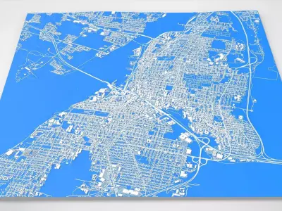 Cityscape Fall River Massachusetts United States 3D model