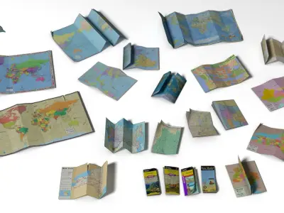 Folded Map Low-poly 3D model