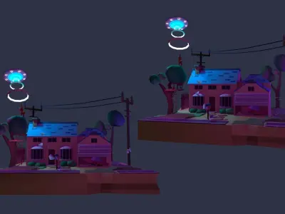 NLO aliens Low-poly 3D model