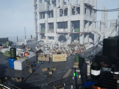 Destroyed building Kit Low-poly 3D model