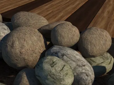 pebble and wooden road 3D model